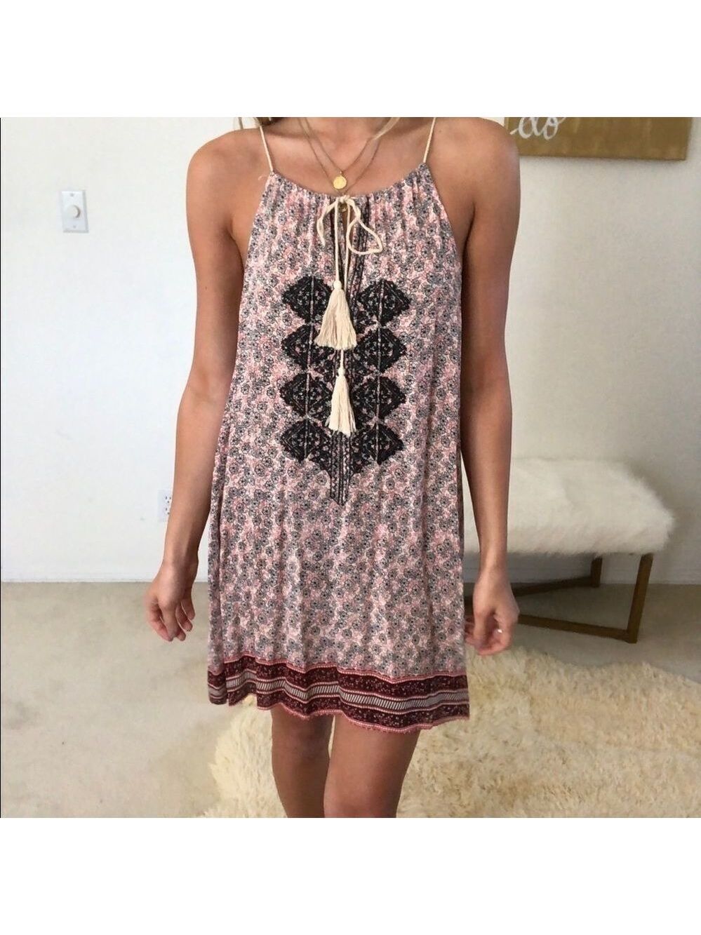 En créme pattern dress